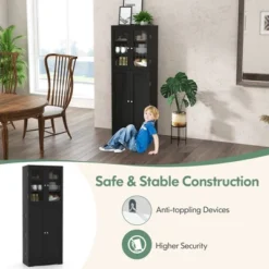 Costway Tall Storage Cabinet Kitchen Pantry Cupboard With Tempered Glass Doors & Shelves Black/White -Lush Living Store GUEST f69bed7c e3db 4105 83fc b10f450b9c65