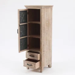 LuxenHome 48" Tall Wood And Metal 2-Drawer 1-Door Storage Cabinet. -Lush Living Store GUEST f6cf62aa 3cfc 440c 9449 9d491a8fdaed