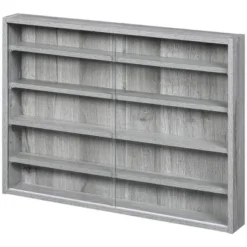 HOMCOM 5-storey Wall Shelf Display Cabinet, Shotglass Display Case With 2 Glass Doors And 4 Adjustable Shelves, Gray -Lush Living Store GUEST f6dbf44a d79d 43b8 803b 2b751f1c5031