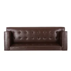Raintree Mid Century Modern Faux Leather Tufted 3 Seater Sofa Dark Brown/Espresso - Christopher Knight Home -Lush Living Store GUEST f6eafcfb 9b73 4e92 8bfb dde0a329e126