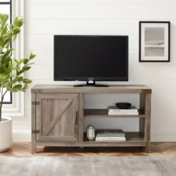 Clarabelle Rustic Industrial Barn Door TV Stand For TVs Up To 50" - Saracina Home -Lush Living Store GUEST f721af0b a16e 4402 99a5 31573d83d0c5