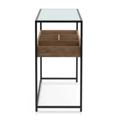 Reattie Glass Top Entryway Table Brown/Matte Black - HOMES: Inside + Out -Lush Living Store GUEST f73653f1 4449 4650 8fa3 bc7e17d5c05b