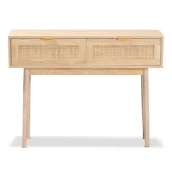 Baird Wood And Rattan 2 Drawer Console Table Brown - Baxton Studio -Lush Living Store GUEST f75603e6 a3d0 47f1 bad5 92c0ea97ac1b