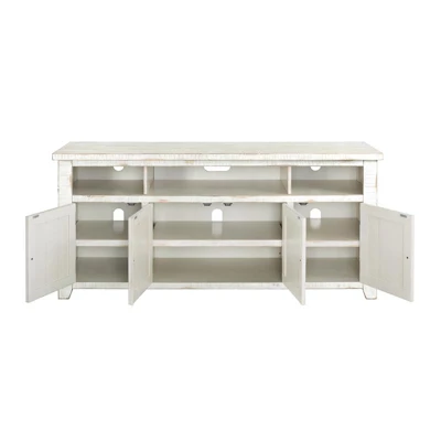 Nantucket 65" Solid Wood TV Stand Antique White - Martin Svensson Home 4 Nantucket 65" Solid Wood TV Stand Antique White - Martin Svensson Home - Image 2