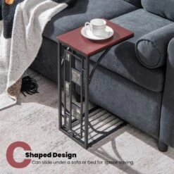 Costway 1PC2 PCS C-Shaped Side Sofa Narrow Snack Table For Living Room Bedroom Small Space -Lush Living Store GUEST f76c5016 f942 44ee b3e9 0b2d9c795ad7