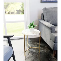 Heron Side Table White/Gold - ZM Home -Lush Living Store GUEST f78591e0 5620 4576 8024 4efed469dc02