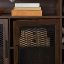 Corner TV Stand For TVs Up To 55" With Metal Mesh Doors - Saracina Home -Lush Living Store GUEST f7946c24 a0ab 4143 86b9 94652f349724