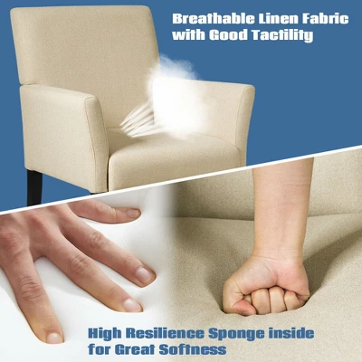 Costway Set Of 2 Arm Chair Guest Chair Home Office W/ Wooden Legs 9 Costway Set Of 2 Arm Chair Guest Chair Home Office W/ Wooden Legs - Image 7