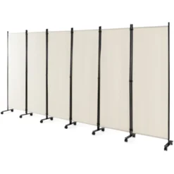 Costway 6-Panel Folding Room Divider 6FT Rolling Privacy Screen With Lockable Wheels Black/Brown/Grey/White -Lush Living Store GUEST f85110c6 f8b6 41bb 8086 b7010b3dacad
