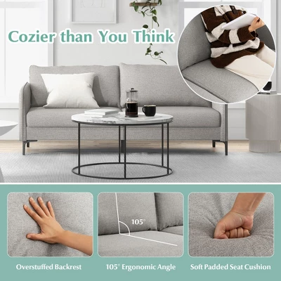 Costway Modern 76'' Loveseat Sofa Couch For Living Room Apartment Dorm With Metal Legs Gray 8 Costway Modern 76'' Loveseat Sofa Couch For Living Room Apartment Dorm With Metal Legs Gray - Image 6