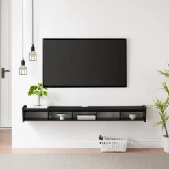 Modern Minimalist Floating TV Stand For TVs Up To 70" With Open Storage - Saracina Home -Lush Living Store GUEST f8dee324 13b7 4747 a87f 072cdaa43cf4