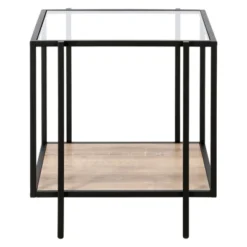 Black Bronze Side Table With Limed Oak Shelf - Henn&Hart -Lush Living Store GUEST f9d14502 6bc0 44cd 84bb 081e61f61439