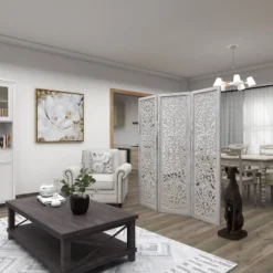 Farmhouse Wood Carved Room Divider Screen White - Olivia & May -Lush Living Store GUEST f9e89447 8e4b 4b11 b440 dfb3ecc89e21