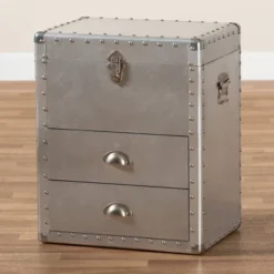 Serge Metal 2 Drawer Accent Storage Chest Silver - Baxton Studio -Lush Living Store GUEST fa009f94 ab4f 4d1d 9069 235abe7e2caa