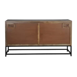 Gleaming 4 Door Credenza With Silver Doors Light Brown/Black - Treasure Trove Accents -Lush Living Store GUEST fa28de4f 51c9 48bb b095 928a3eb3d824