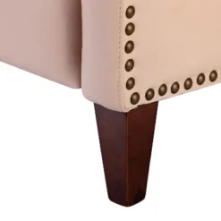 Jade Upholstered Genuine Leather Cigar Chair Recliner Armchair NailHead Tufted | Karat Home - Pink Solid -Lush Living Store GUEST fa744741 5f55 4397 b022 ee32f0f47e4f