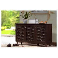 Winda Modern And Contemporary 3-Door Wooden Entryway Shoes Storage Cabinet - Dark Brown - Baxton Studio 11 Winda Modern And Contemporary 3-Door Wooden Entryway Shoes Storage Cabinet - Dark Brown - Baxton Studio -Lush Living Store GUEST faa6c9e0 f9e3 4f8d 9670 c3f5aeb74f10