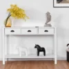 Costway 47" Console Table Hall Table Side Desk Accent Table Drawers Shelf Entryway White -Lush Living Store GUEST fae2a818 1420 425a a21b ab8b5cc2f597
