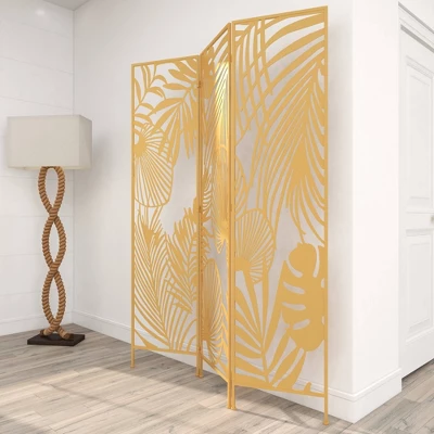 Glam Metal Palms Room Divider Screen Gold - Olivia & May 10 Glam Metal Palms Room Divider Screen Gold - Olivia & May - Image 8