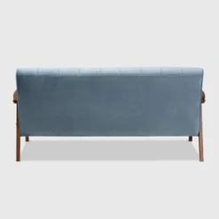 Asta Velvet Upholstered Wood Sofa Light Blue/Walnut - Baxton Studio -Lush Living Store GUEST fb0d6e25 e8b5 4ea4 9aca 6a118e115cf5