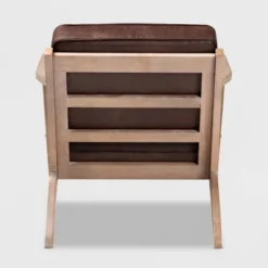 Sigrid Faux Leather Upholstered Wood Armchair Dark Brown/Antique Oak - Baxton Studio -Lush Living Store GUEST fbf65c22 aa4d 4162 aea2 3a352785f78f