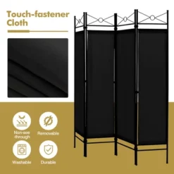 Costway 6 FT 4-Panel Folding Room Divider Freestanding Privacy Screen Steel Frame BrownBlackWhite -Lush Living Store GUEST fc31d437 35fc 4f7e 8bcf c08a6f8cbdfe
