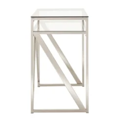 Severin Glass Top Brushed Nickel Sofa And Table Silver - Inspire Q -Lush Living Store GUEST fc3a10e0 611a 47fe 922f e3ee356101fd