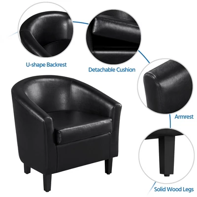 Yaheetech Faux Leather Accent Arm Chair Barrel Chair With Ottoman For Living Room 5 Yaheetech Faux Leather Accent Arm Chair Barrel Chair With Ottoman For Living Room - Image 3