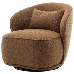 Boucle Upholstered Swivel Barrel Chair - Kinwell -Lush Living Store GUEST fc82516c bb69 4a9e b782 8c51091cf6df