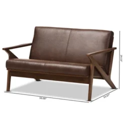 Bianca Mid-Modern Walnut Wood Distressed Faux Leather 2 Seater Loveseat Dark Brown - Baxton Studio -Lush Living Store GUEST fcc4598f e0d0 4d14 aad7 74a0c9f1f84d