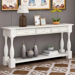 64"L Extra-thick Console Table With Drawers And Shelf-ModernLuxe -Lush Living Store GUEST fcfdd92e 6bff 4f1f ac6c b860ce94bb00