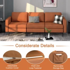 Costway Modular 3-Seat Sofa Couch W/ Socket USB Ports & Side Storage Pocket OrangeDark Grey -Lush Living Store GUEST fd030037 c997 44e9 84ca f770e9e8912b