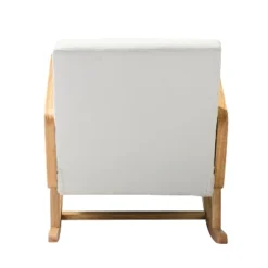 Adena Rocking Accent Chair With Rattan Arms | Karat Home-Beige -Lush Living Store GUEST fd176e75 46ec 4b32 a853 c4d487d01b06