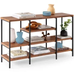 Best Choice Products 55in Industrial 4-Tier Console Table W/ Tall Shelves, Metal Frame -Lush Living Store GUEST fd2f9fe7 0c50 43b9 8687 d80fb34319e6
