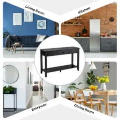 Costway Console Table With Drawer Shelf 2 Tier Sofa Side Accent Table Black -Lush Living Store GUEST fd6f4428 3ac7 45d5 a49b 5d89f0357432