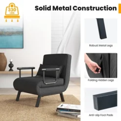 Costway Folding 5 Position Convertible Sleeper Bed Armchair Lounge Couch W/ Pillow -Lush Living Store GUEST fd850e0c a788 4549 ad1f 9c29289fc723