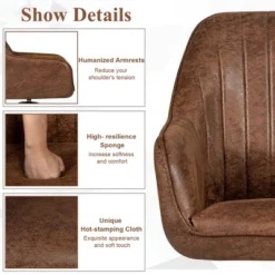 Costway Mid Century Swivel Accent Chair Hot-Stamping Cloth Armchair Retro Brown -Lush Living Store GUEST fd9071d5 47ca 402f b464 6b064e36f618