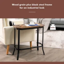 Costway Narrow End Side Sofa Table Stable Steel Frame For Living Room Bedroom Brown -Lush Living Store GUEST fdae9c6e 02b3 48b5 abea 19725eaa7b8d