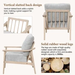 Retro Accent Chair With Solid Wood Frame And Vertical Slatted Back-ModernLuxe -Lush Living Store GUEST fe38a98f e51d 4f82 ab3e f7f66a49b1ea