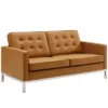 Loft Tufted Upholstered Faux Leather Loveseat Silver/Tan - Modway -Lush Living Store GUEST fe957c4b dc43 4353 b80a 88e41af3c2ae