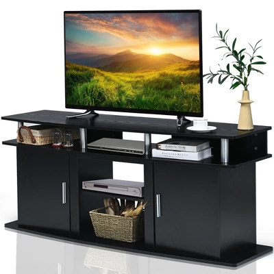 Costway 63'' TV Stand Entertainment Console Center W/ 2 Cabinets Up To 70'' BlackWalnut 12 Costway 63'' TV Stand Entertainment Console Center W/ 2 Cabinets Up To 70'' BlackWalnut - Image 10