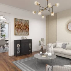 Glam Mirror And Wood Storage Cabinet Black - Olivia & May -Lush Living Store GUEST fed2b408 a195 4015 8bab ec01d21a78b4