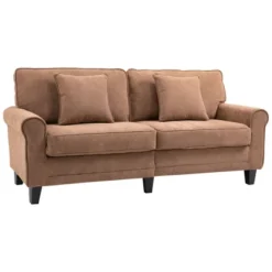 HOMCOM Modern 3-Seater Sofa 78" Thick Padded Comfy Couch With 2 Pillows, Corduroy Fabric Upholstery, Pine Wood Legs And Rounded Arms For Living Room -Lush Living Store GUEST fef0dad8 2115 48d0 b5dc 3b582e314930