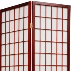 6 Ft. Tall Window Pane Shoji Screen - Rosewood (4 Panels) -Lush Living Store GUEST ff021c8c 38c0 4973 af7d 6c1abb6d07c8