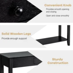 Costway Console Table With Drawer Shelf 2 Tier Sofa Side Accent Table Black -Lush Living Store GUEST ff4f8d6b 1ed0 44a3 979f d926658831e5