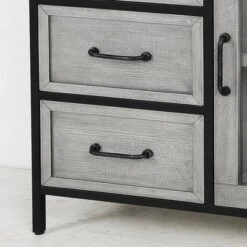 Wood And Metal One Door Metal Cabinet Gray - StyleCraft