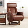 BenchMaster Brown Swivel Faux Leather Recliner Chair Modern Armchair Comfortable Manual Reclining Footrest Headrest For Bedroom -Lush Living Store GUEST ffc745ee a64e 469d 92f8 4181b8633cf4